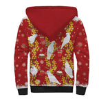 Australia Sulphur-crested Cockatoo Christmas Sherpa Hoodie Aussie Golden Wattle Seamless Style
