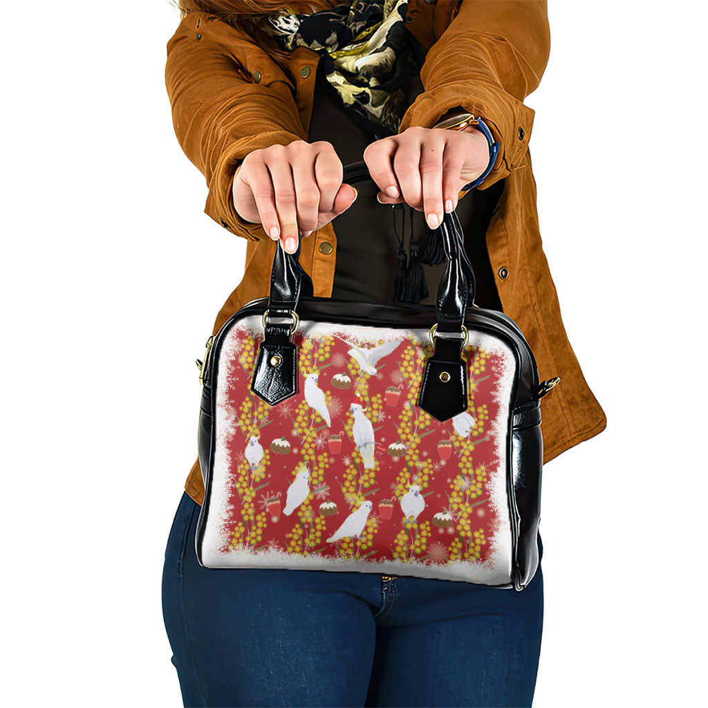 Australia Sulphur-crested Cockatoo Christmas Shoulder Handbag Aussie Golden Wattle Seamless Style