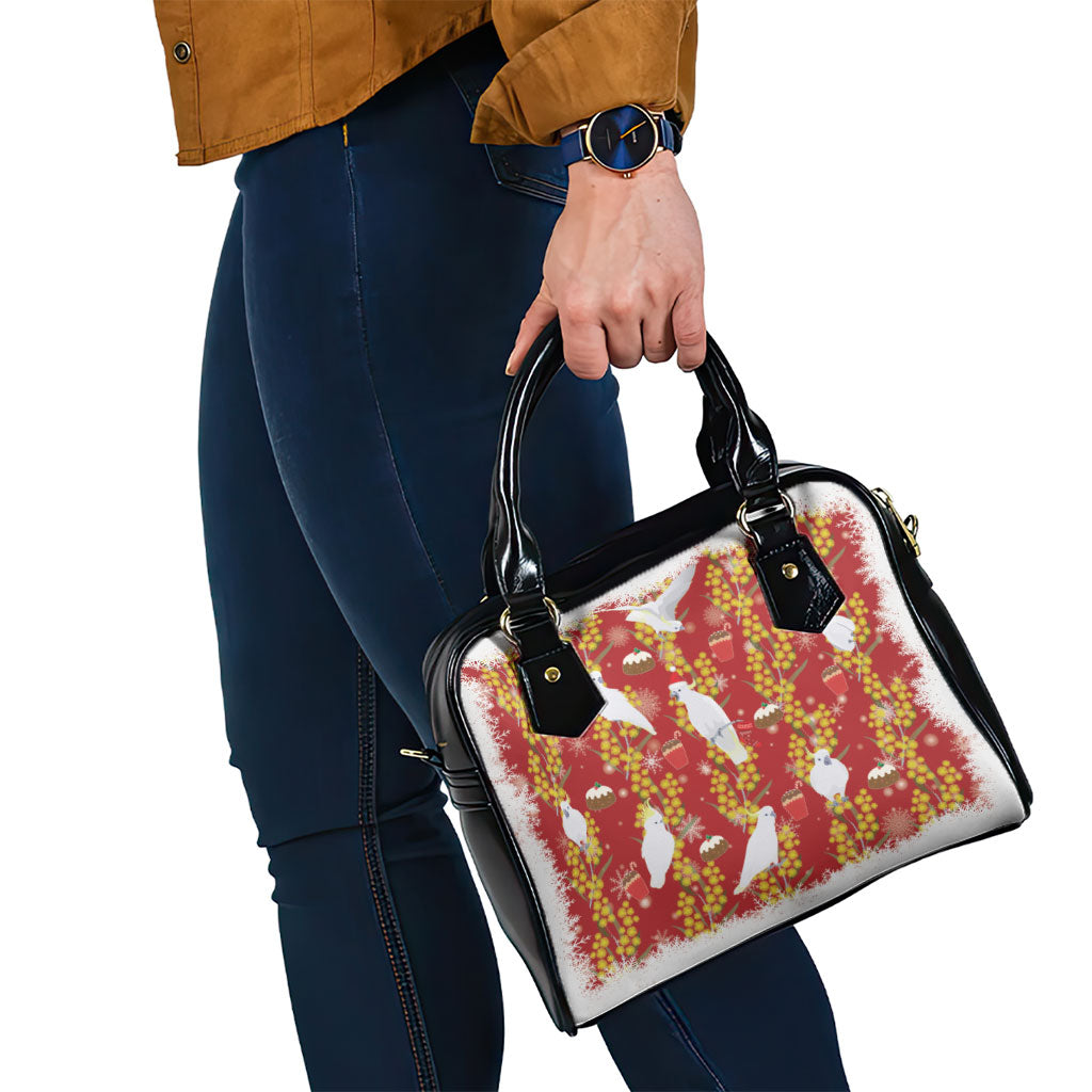 Australia Sulphur-crested Cockatoo Christmas Shoulder Handbag Aussie Golden Wattle Seamless Style