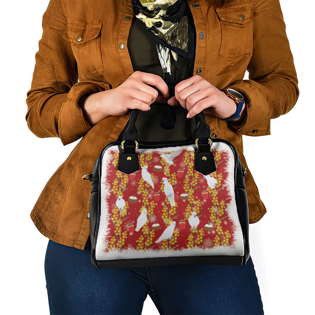 Australia Sulphur-crested Cockatoo Christmas Shoulder Handbag Aussie Golden Wattle Seamless Style