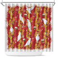 Australia Sulphur-crested Cockatoo Christmas Shower Curtain Aussie Golden Wattle Seamless Style