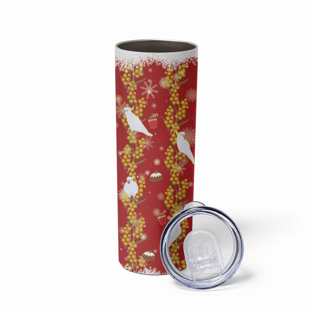 Australia Sulphur-crested Cockatoo Christmas Skinny Tumbler Aussie Golden Wattle Seamless Style