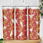 Australia Sulphur-crested Cockatoo Christmas Skinny Tumbler Aussie Golden Wattle Seamless Style