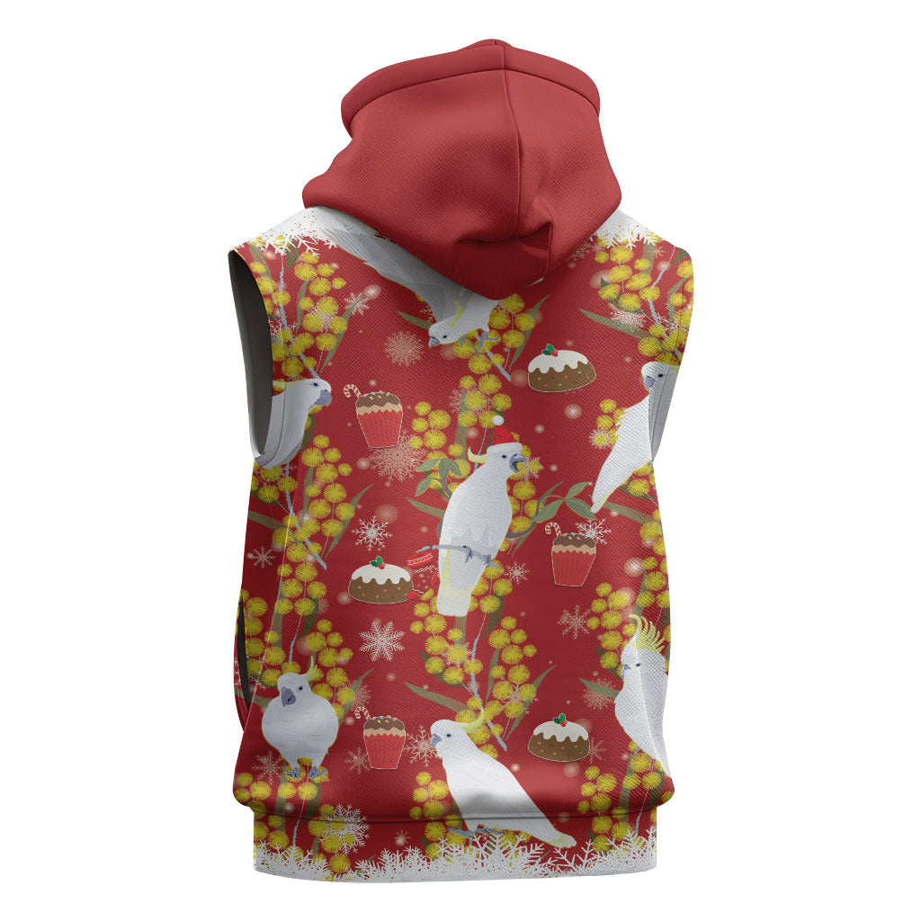 Australia Sulphur-crested Cockatoo Christmas Sleeveless Hoodie Aussie Golden Wattle Seamless Style