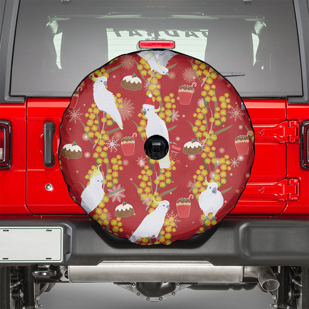 Australia Sulphur-crested Cockatoo Christmas Spare Tire Cover Aussie Golden Wattle Seamless Style