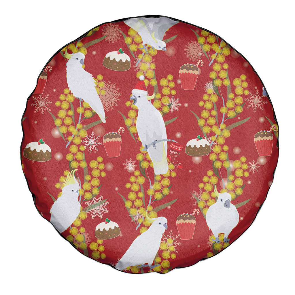 Australia Sulphur-crested Cockatoo Christmas Spare Tire Cover Aussie Golden Wattle Seamless Style