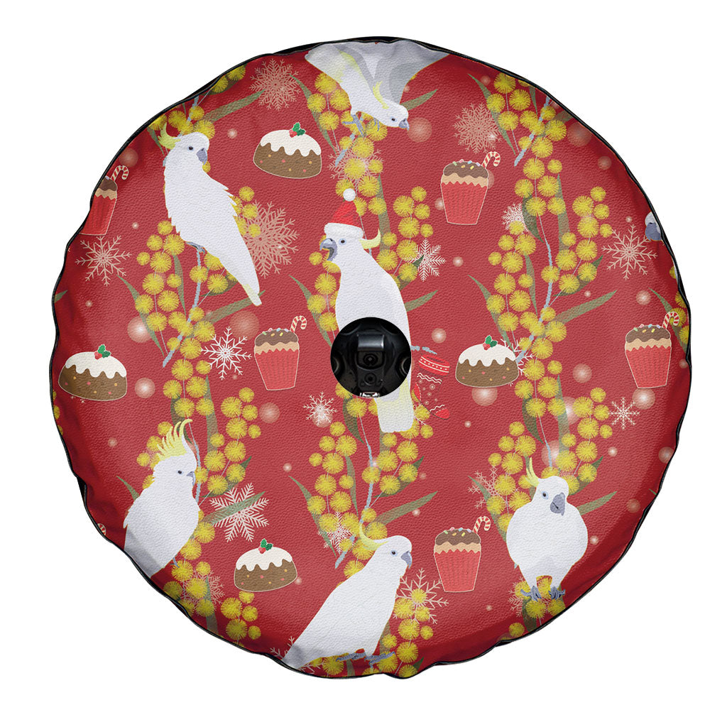 Australia Sulphur-crested Cockatoo Christmas Spare Tire Cover Aussie Golden Wattle Seamless Style