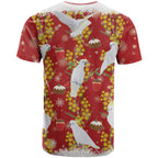 Australia Sulphur-crested Cockatoo Christmas T Shirt Aussie Golden Wattle Seamless Style