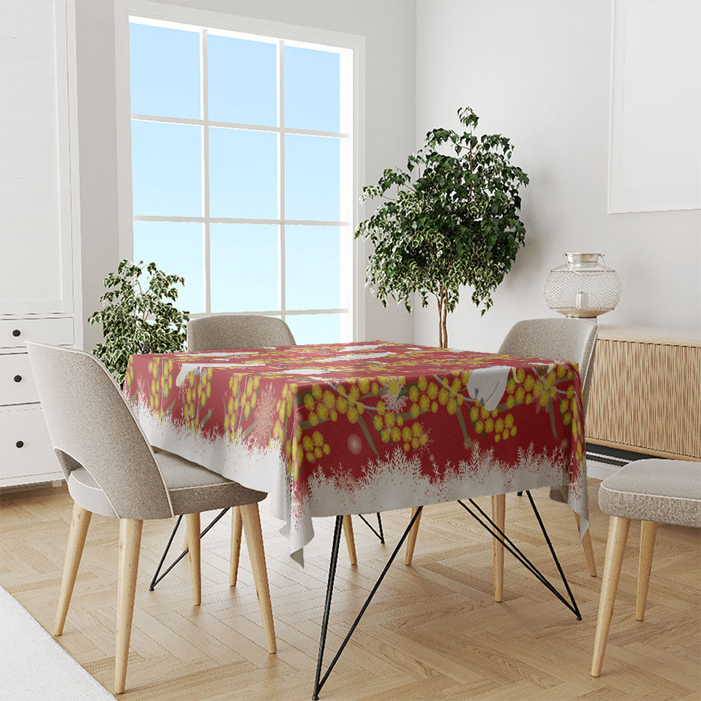 Australia Sulphur-crested Cockatoo Christmas Tablecloth Aussie Golden Wattle Seamless Style
