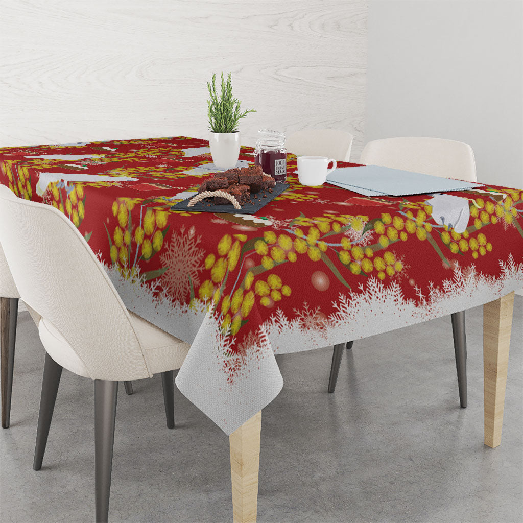 Australia Sulphur-crested Cockatoo Christmas Tablecloth Aussie Golden Wattle Seamless Style