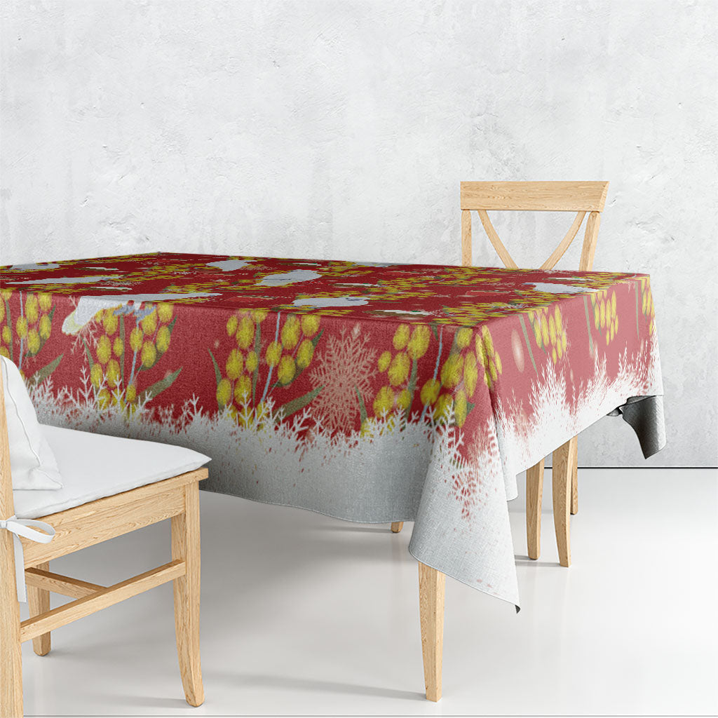 Australia Sulphur-crested Cockatoo Christmas Tablecloth Aussie Golden Wattle Seamless Style