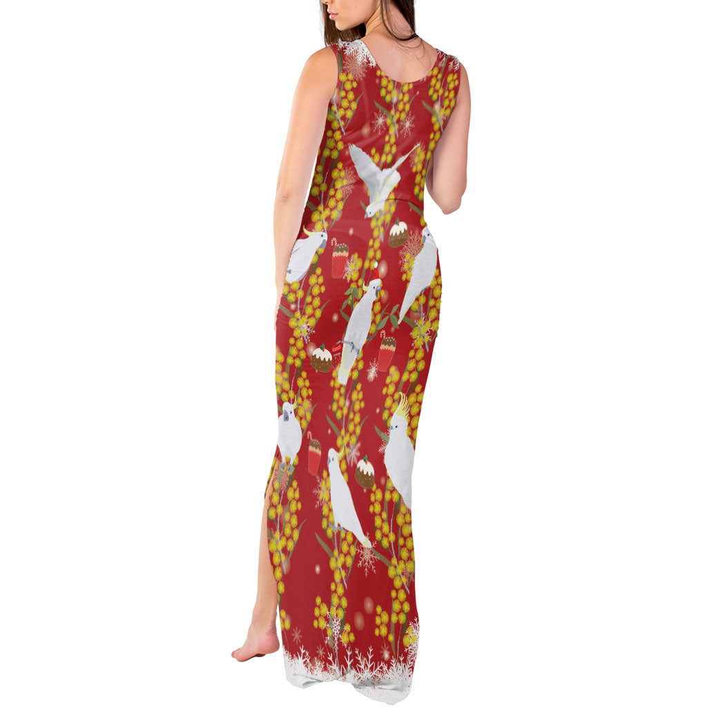 Australia Sulphur-crested Cockatoo Christmas Tank Maxi Dress Aussie Golden Wattle Seamless Style