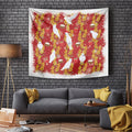 Australia Sulphur-crested Cockatoo Christmas Tapestry Aussie Golden Wattle Seamless Style