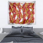 Australia Sulphur-crested Cockatoo Christmas Tapestry Aussie Golden Wattle Seamless Style