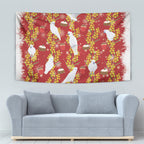 Australia Sulphur-crested Cockatoo Christmas Tapestry Aussie Golden Wattle Seamless Style