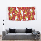 Australia Sulphur-crested Cockatoo Christmas Tapestry Aussie Golden Wattle Seamless Style
