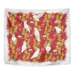 Australia Sulphur-crested Cockatoo Christmas Tapestry Aussie Golden Wattle Seamless Style