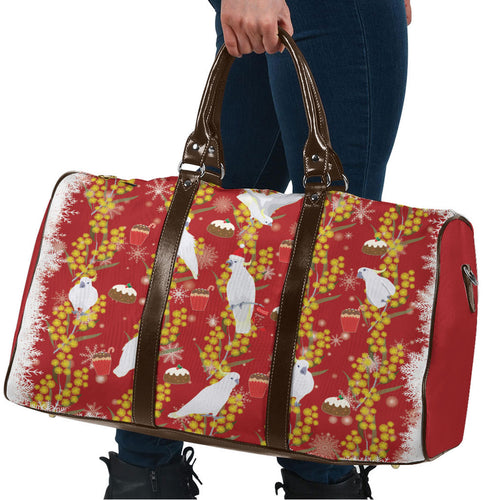 Australia Sulphur-crested Cockatoo Christmas Travel Bag Aussie Golden Wattle Seamless Style