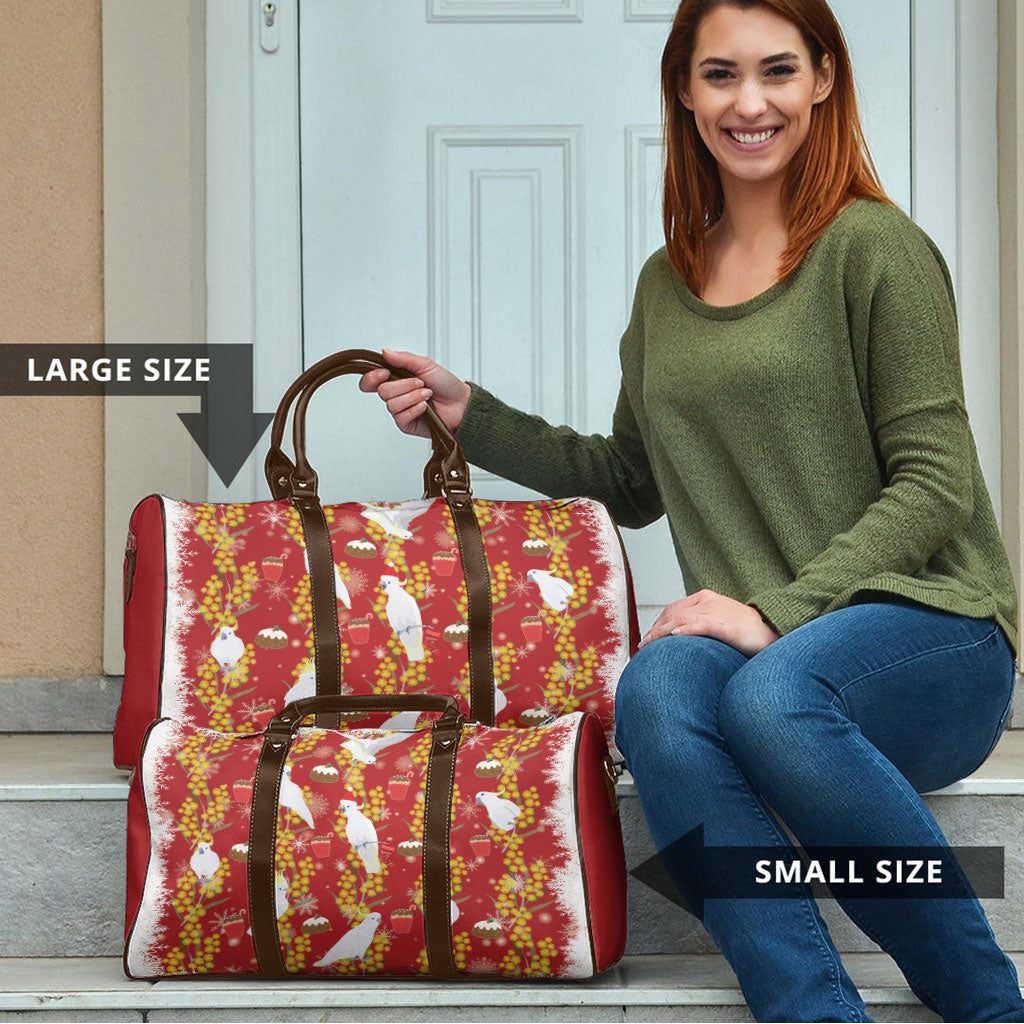 Australia Sulphur-crested Cockatoo Christmas Travel Bag Aussie Golden Wattle Seamless Style