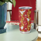 Australia Sulphur-crested Cockatoo Christmas Tumbler Cup Aussie Golden Wattle Seamless Style
