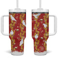 Australia Sulphur-crested Cockatoo Christmas Tumbler With Handle Aussie Golden Wattle Seamless Style