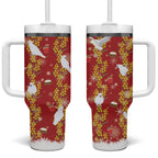 Australia Sulphur-crested Cockatoo Christmas Tumbler With Handle Aussie Golden Wattle Seamless Style