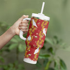 Australia Sulphur-crested Cockatoo Christmas Tumbler With Handle Aussie Golden Wattle Seamless Style