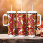 Australia Sulphur-crested Cockatoo Christmas Tumbler With Handle Aussie Golden Wattle Seamless Style