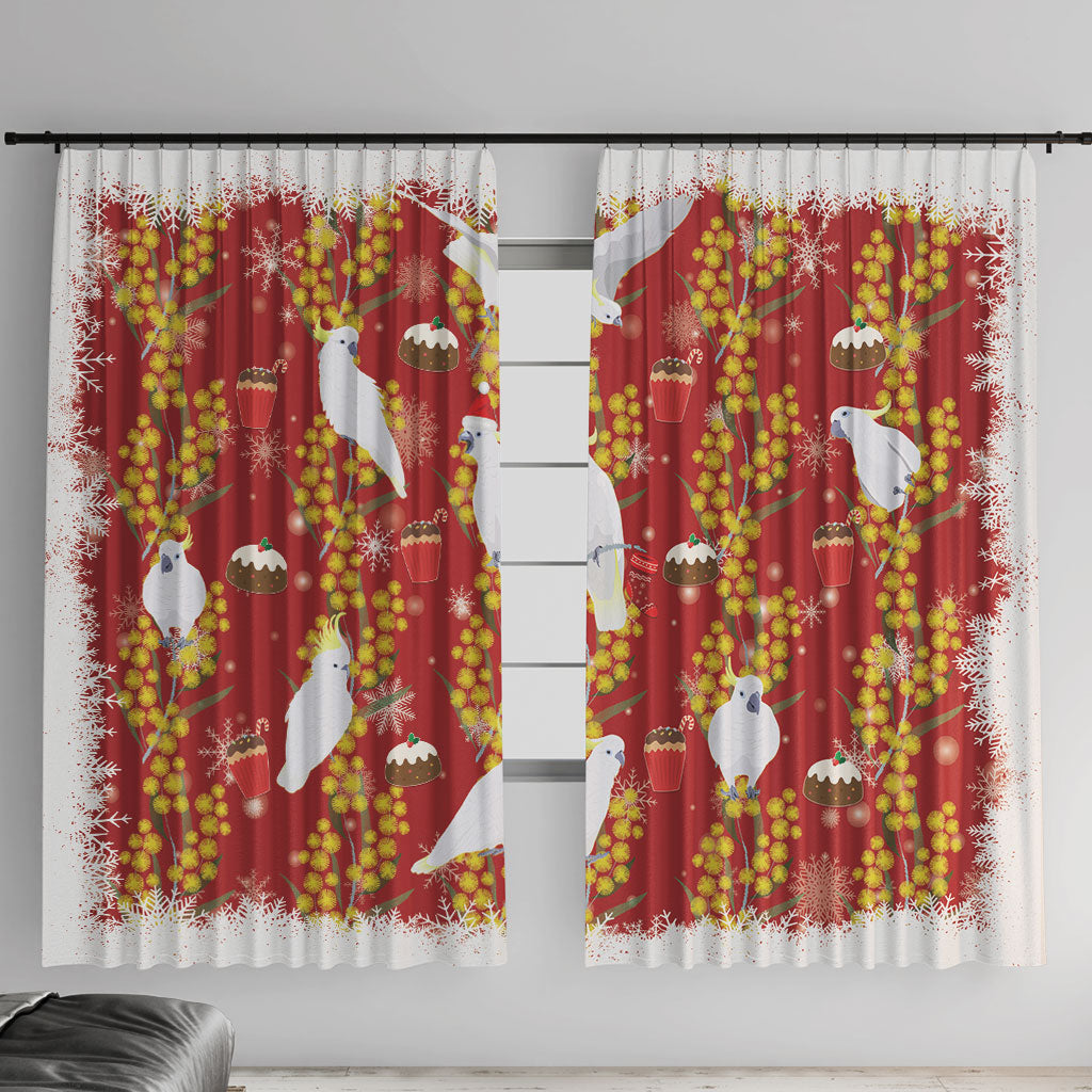 Australia Sulphur-crested Cockatoo Christmas Window Curtain Aussie Golden Wattle Seamless Style