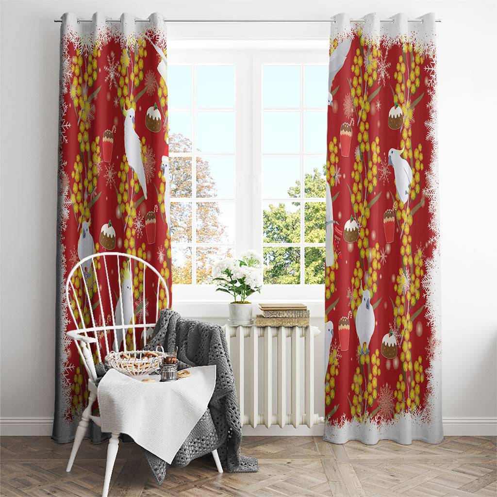 Australia Sulphur-crested Cockatoo Christmas Window Curtain Aussie Golden Wattle Seamless Style