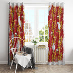Australia Sulphur-crested Cockatoo Christmas Window Curtain Aussie Golden Wattle Seamless Style
