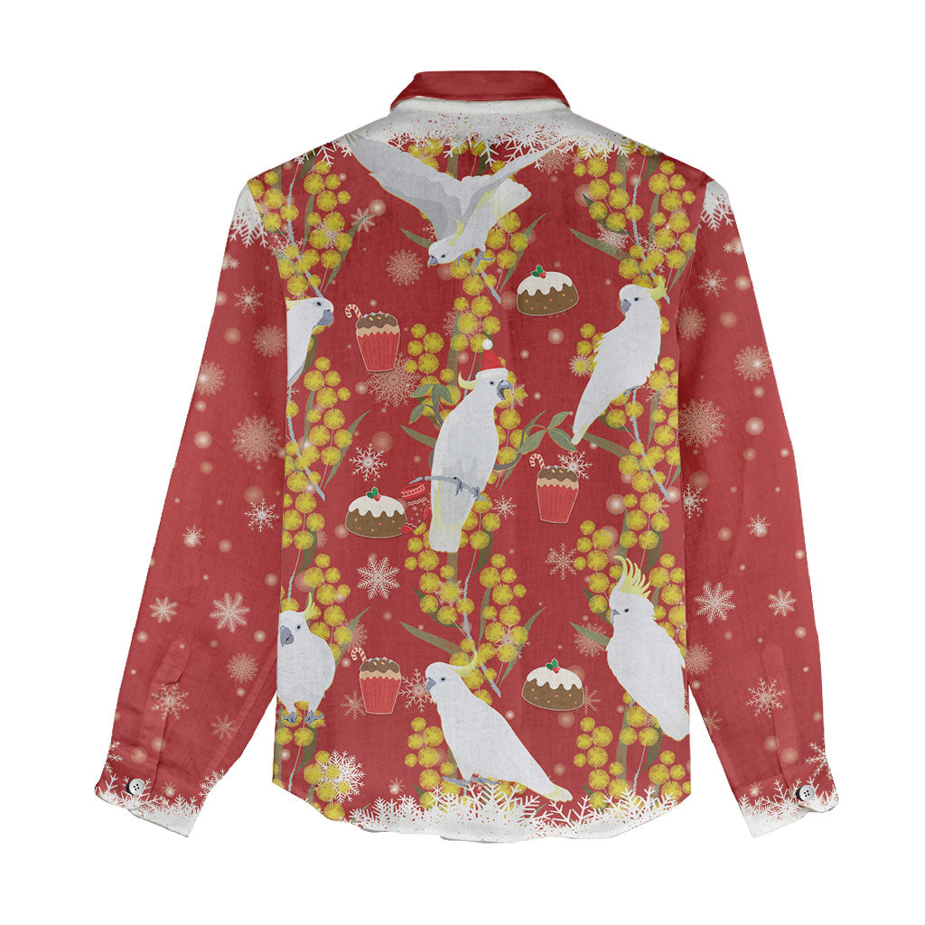 Australia Sulphur-crested Cockatoo Christmas Women Casual Shirt Aussie Golden Wattle Seamless Style