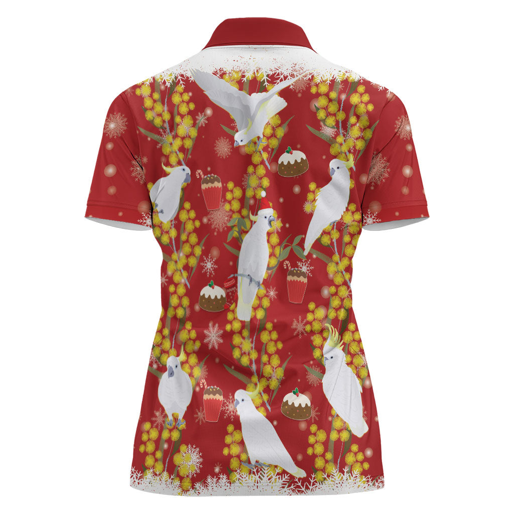 Australia Sulphur-crested Cockatoo Christmas Women Polo Shirt Aussie Golden Wattle Seamless Style