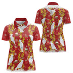 Australia Sulphur-crested Cockatoo Christmas Women Polo Shirt Aussie Golden Wattle Seamless Style