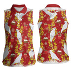 Australia Sulphur-crested Cockatoo Christmas Women Sleeveless Polo Shirt Aussie Golden Wattle Seamless Style
