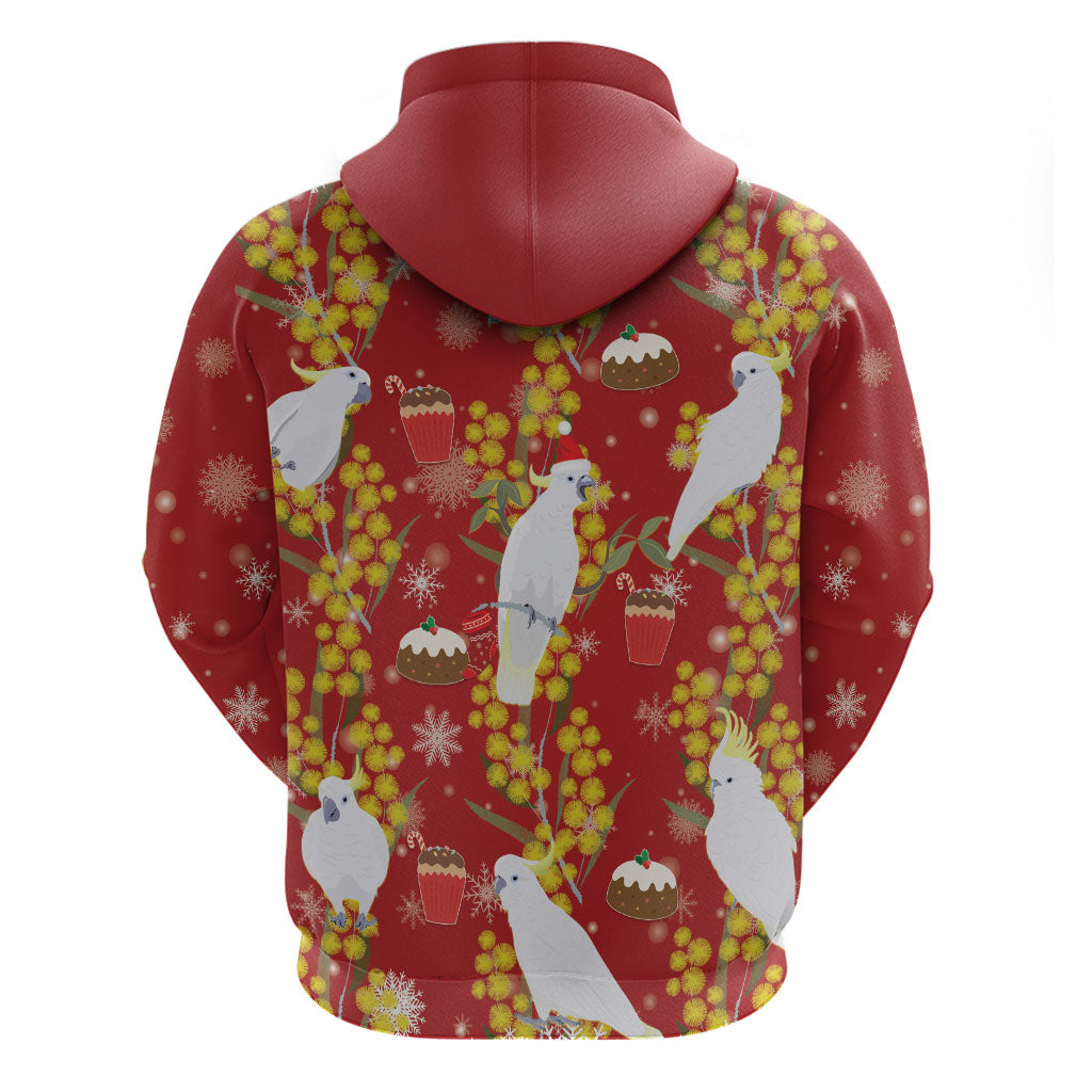 Australia Sulphur-crested Cockatoo Christmas Zip Hoodie Aussie Golden Wattle Seamless Style