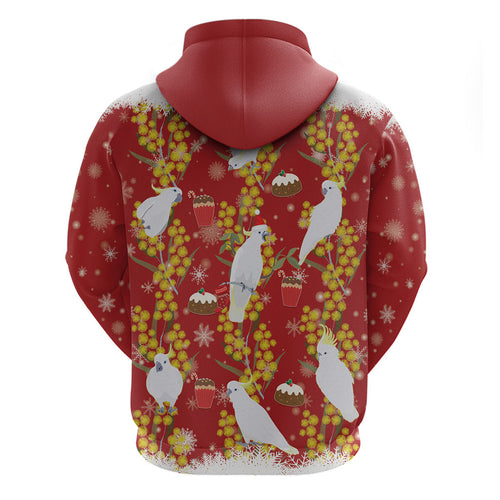 Australia Sulphur-crested Cockatoo Christmas Zip Hoodie Aussie Golden Wattle Seamless Style