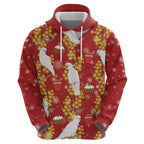 Australia Sulphur-crested Cockatoo Christmas Zip Hoodie Aussie Golden Wattle Seamless Style
