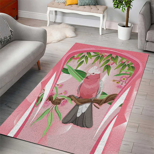 Galah Cockatoo Australia Area Rug Aussie Native Eucalyptus Caesia Flowers