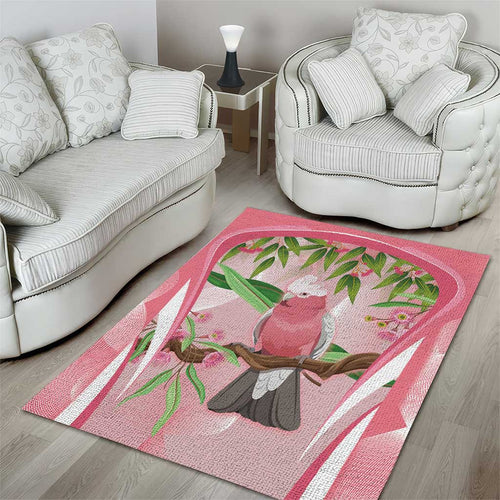 Galah Cockatoo Australia Area Rug Aussie Native Eucalyptus Caesia Flowers