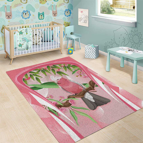 Galah Cockatoo Australia Area Rug Aussie Native Eucalyptus Caesia Flowers