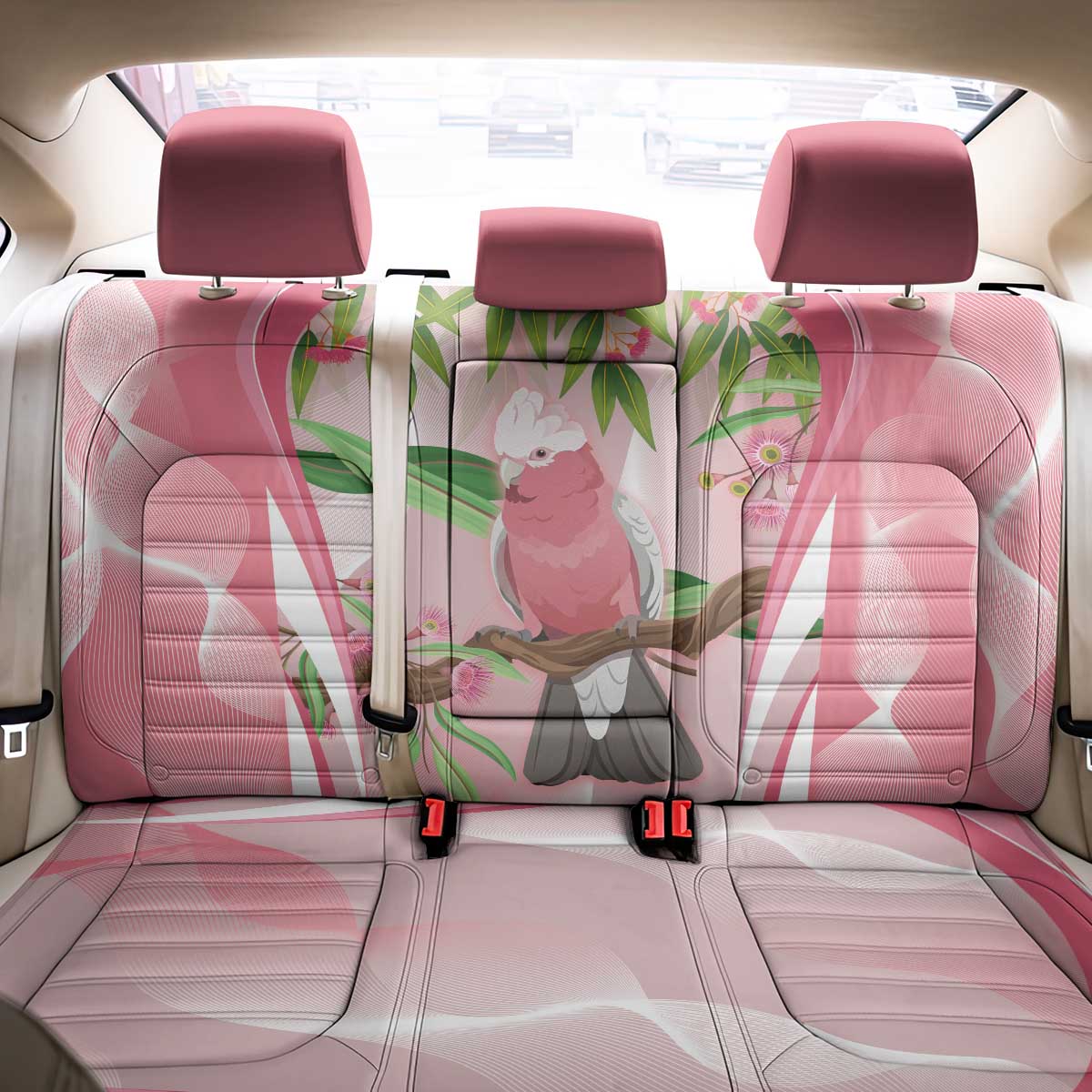 Galah Cockatoo Australia Back Car Seat Cover Aussie Native Eucalyptus Caesia Flowers