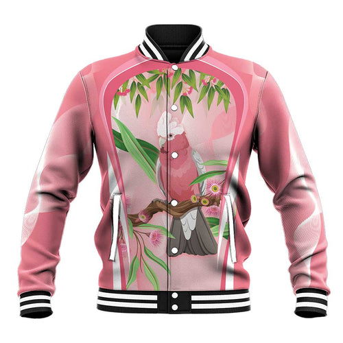 Galah Cockatoo Australia Baseball Jacket Aussie Native Eucalyptus Caesia Flowers