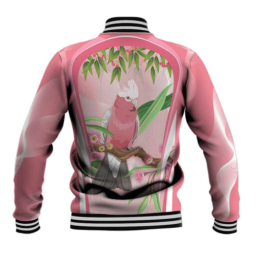 Galah Cockatoo Australia Baseball Jacket Aussie Native Eucalyptus Caesia Flowers