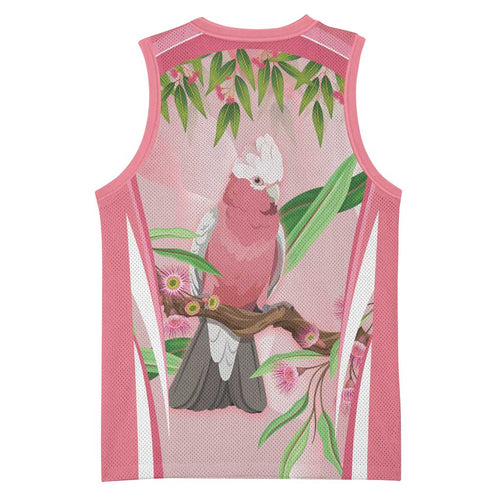 Galah Cockatoo Australia Basketball Jersey Aussie Native Eucalyptus Caesia Flowers