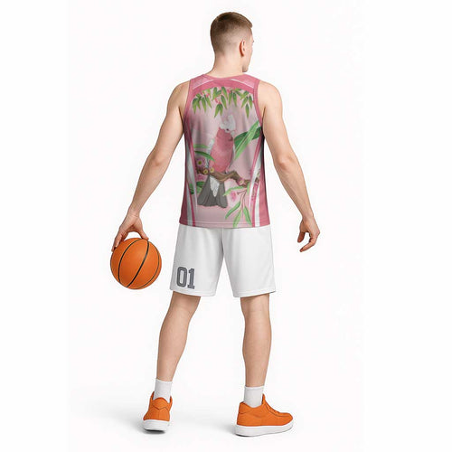 Galah Cockatoo Australia Basketball Jersey Aussie Native Eucalyptus Caesia Flowers