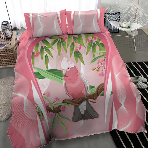Galah Cockatoo Australia Bedding Set Aussie Native Eucalyptus Caesia Flowers