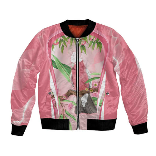 Galah Cockatoo Australia Bomber Jacket Aussie Native Eucalyptus Caesia Flowers