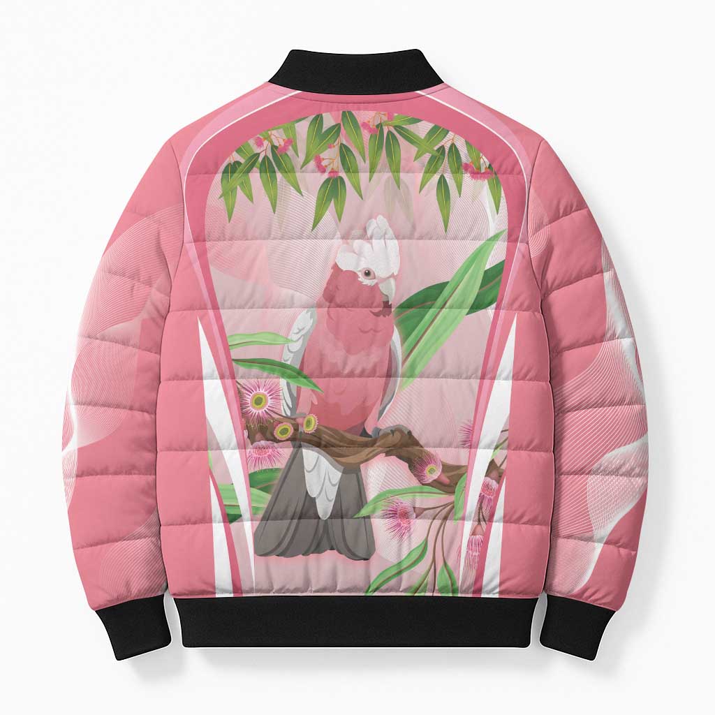 Galah Cockatoo Australia Bomber Puffer Jacket Aussie Native Eucalyptus Caesia Flowers