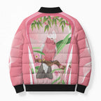 Galah Cockatoo Australia Bomber Puffer Jacket Aussie Native Eucalyptus Caesia Flowers